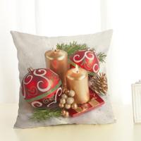 Kerst decoratie katoen en linnen kussen Office Home kussen zonder kussen grootte: 45x45cm (gouden kaars)