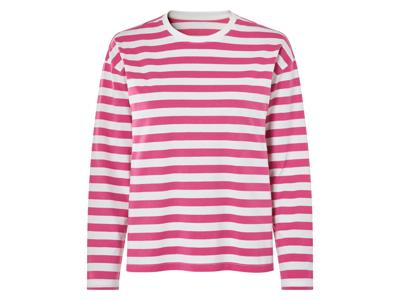 esmara Dames shirt met lange mouwen (roze/strepen, XS (32/34))