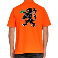 Grote maten Drinkende leeuw polo shirt oranje voor heren - Koningsdag polo shirts - thumbnail