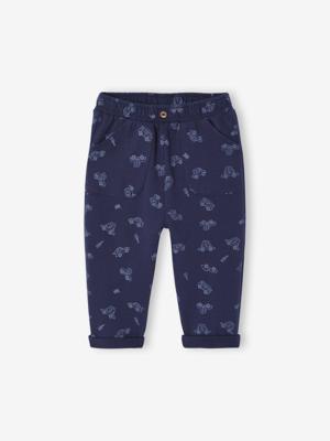 Broek met print van molton baby nachtblauw