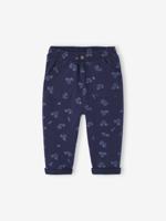 Broek met print van molton baby nachtblauw