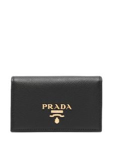 Prada porte-cartes pliant à plaque logo - Noir