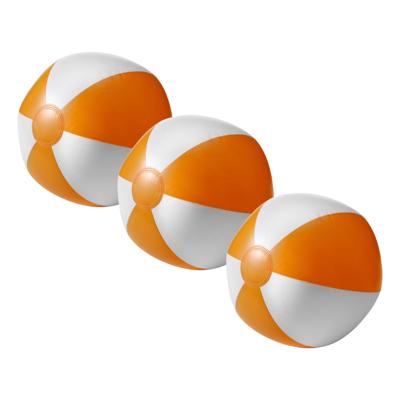 Impression Strandbal - 3x - opblaasbaar - zwembad speelgoed - oranje/wit - D26 cm
