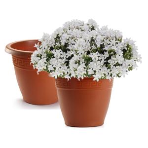 Plasticforte Plantenpot - 2x - terracotta bruin - 30x23 cm - bloempot - kunststof - rond