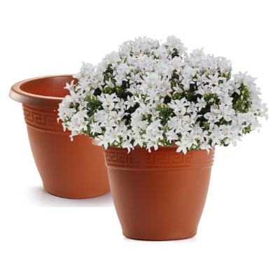 Plasticforte Plantenpot - 2x - terracotta bruin - 30x23 cm - bloempot - kunststof - rond
