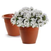 Plasticforte Plantenpot - 2x - terracotta bruin - 30x23 cm - bloempot - kunststof - rond
