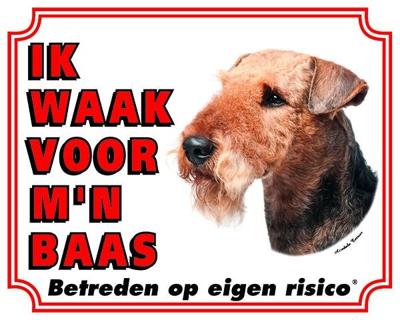 Airedale Terrier Waakbord - Ik waak voor mijn baas
