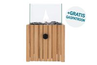 Cosiscoop Timber teak - gaslantaarn met gratis gaspatroon - vierkant