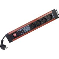 REV 0014462613 Stekkerdoos met schakelaar 4-voudig Zwart, Rood Randaarde stekker 1 stuk(s)