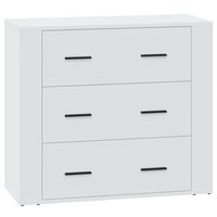 The Living Store Dressoir Wit 80x33x70 cm - Bewerkt Hout - thumbnail