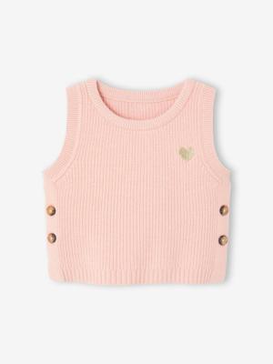 Mouwloze trui baby roze (poederkleur)
