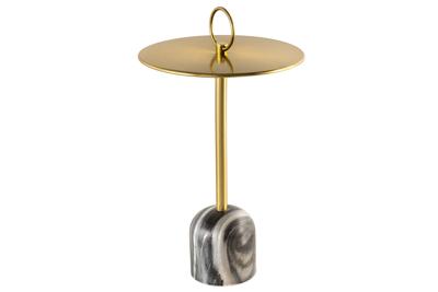 Side table ELEGANCE 60cm tray goud zwart marble - 44833