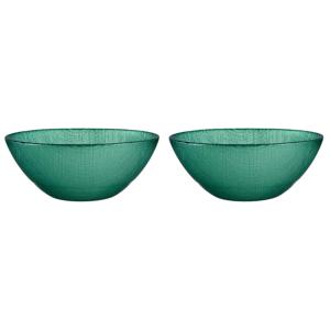 Kommetjes/serveer schaaltjes - 2x - Murano - glas - D15 x H6 cm - groen - Stapelbaar