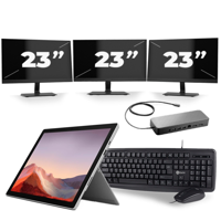 Microsoft Surface Pro 7 - Intel Core i7-10e Generatie - 12 inch - 16GB RAM - 256GB SSD - Windows 11 Home + 3x 23 inch Monitor