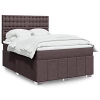 Boxspring met matras stof donkerbruin 140x200 cm