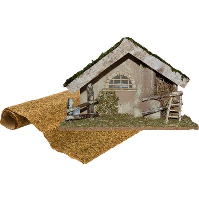 Lege houten kerststal met ondergrond 42 cm