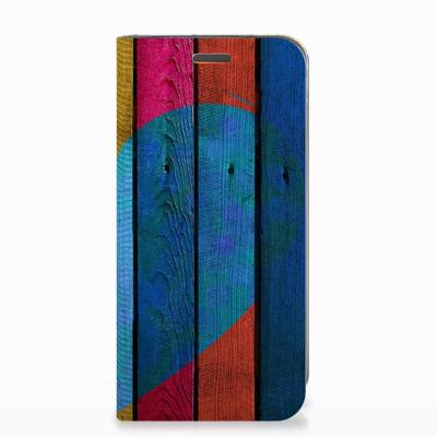 Motorola Moto E5 Play Book | Wallet Case | Wood Heart - Cadeau voor je Vriend Motorola Moto E5 Play Book | Wallet Case | Wood Heart - Cadeau voor je Vriend