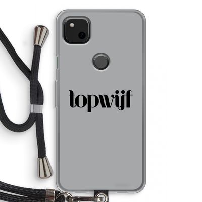 Topwijf Grijs Zwart: Pixel 4a Transparant Hoesje met koord