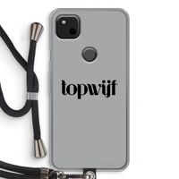 Topwijf Grijs Zwart: Pixel 4a Transparant Hoesje met koord