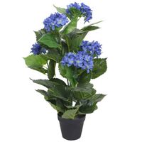 vidaXL Kunst hortensia plant met pot 60 cm blauw - thumbnail