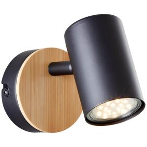 Brilliant Wandlamp Niels zwart met hout 99762/76