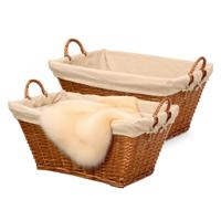 Rieten opberg mand - 2x - gevlochten riet - bruin - 65 x 43 x 35 cm - met hengsels