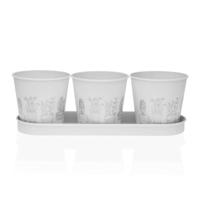 Bloempot Versa Wit Triple Metaal (11 x 33 cm)
