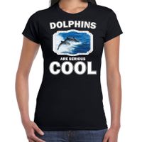 Dieren dolfijn groep t-shirt zwart dames - dolphins are cool shirt Dieren dolfijn groep t-shirt zwart dames - dolphins are cool shirt