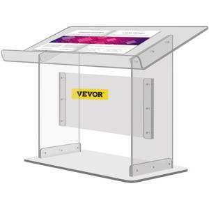 VEVOR Acryl Podium Tafel Afmetingen (LxB)68.58x34.8cm Lessenaar 49.53cm Hoogte Modern Acryl Kerk Stijl Podium met Schroef Kit Ideaal voor Kerken, Scholen Persconferenties Collegezalen Avondfeesten