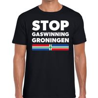 Groningen protest t-shirt STOP gaswinning Groningen zwart voor h