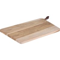 Houten snijplank/serveerplank met leren hengsel 40 cm