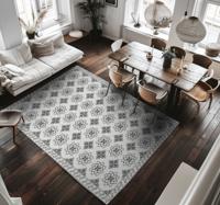 Vintage bloemenontwerp vinyl tapijt eetkamer