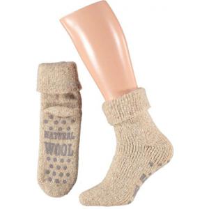 Wollen huissokken/slofsokken voor mannen - beige - anti slip sokken - cadeau