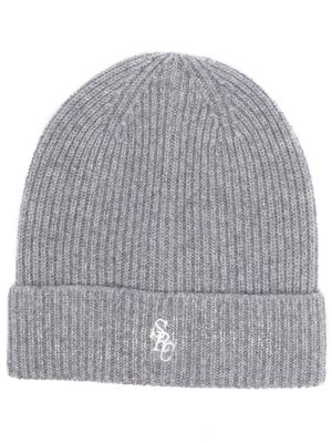 Sporty & Rich bonnet en cachemire à logo brodé - Gris