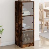 Hoge kast met glazen deuren 35x37x109 cm gerookt eikenkleurig Hoge kast met glazen deuren 35x37x109 cm gerookt eikenkleurig