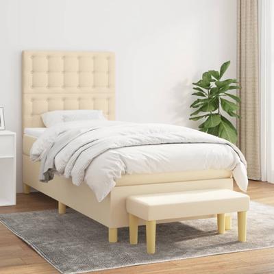 Boxspring met matras stof crèmekleurig 90x190 cm