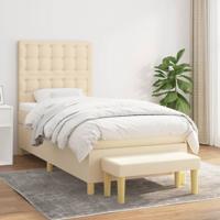 Boxspring met matras stof crèmekleurig 90x190 cm