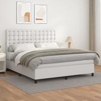 Boxspring met matras kunstleer wit 180x200 cm