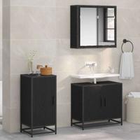 Dressoir Zwart eiken 35 x 35,5 x 76 cm Bewerkt hout