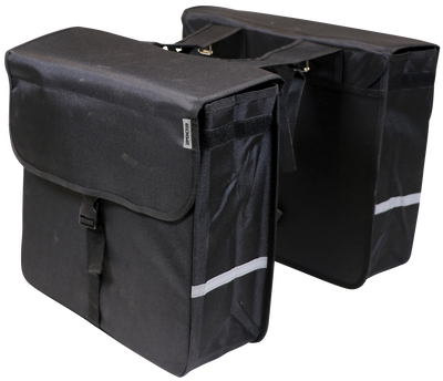 Edge dubbele fietstas luxe shopper 40 liter 38 x 40 x 14cm (2x) zwart