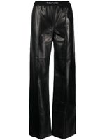 TOM FORD pantalon évasé en cuir à taille à logo - Noir - thumbnail