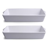 2x Witte ovenschalen van porselein 3.5 liter 33 x 19 cm rechthoekig