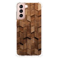 Stevig Telefoonhoesje voor Samsung Galaxy S21 FE Wooden Cubes - thumbnail