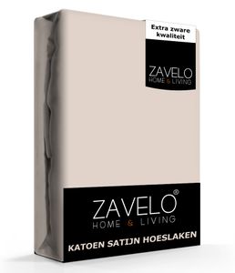 Zavelo Hoeslaken Katoen Satijn Taupe-1-persoons (90x200 cm)