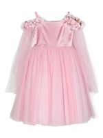 Colorichiari robe en tulle à fleurs appliquées - Rose