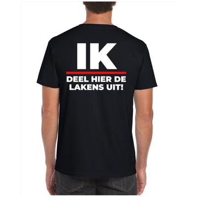 Verkleed T-shirt voor heren - IK deel hier de lakens uit! - zwart - baas / collega