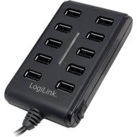 LogiLink UA0125 UA0125 USB-hub 10 poorten USB-A USB 2.0 480 MBit/s Zwart