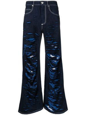 Marni jean droit à effet usé - Bleu
