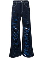 Marni jean droit à effet usé - Bleu