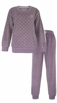 Tenderness dames pyjama Velours - Lila Flower - Warme winter pyjama - Teddy